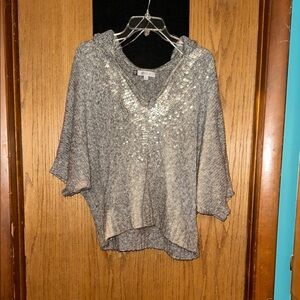 Jennifer Lopez Silver Sequin Dolman Sleeve Top